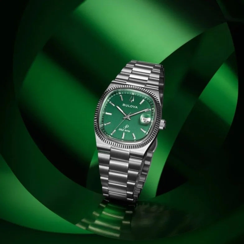 Orologio Uomo Bulova Super Seville Verde 262 kHz Data 96B439